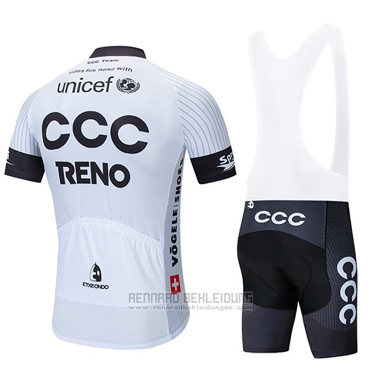 2019 Fahrradbekleidung CCC Wei Shwarz Trikot Kurzarm und Tragerhose